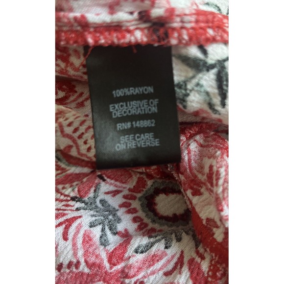 Torrid Babydoll Tank Top Lace-Up Crochet Sleeveless Red Floral Boho 1X - Picture 14 of 14